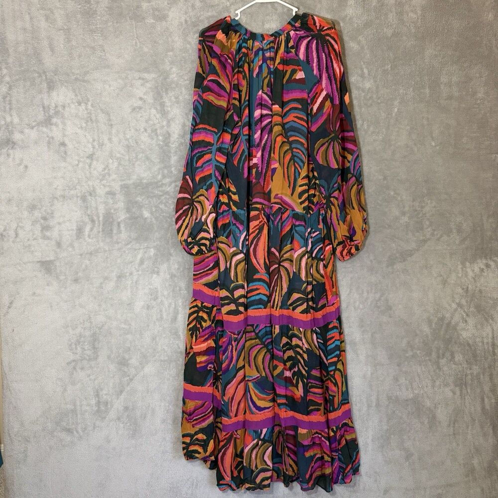 FARM RIO Womens XL Foliage Embroidered Maxi Dress Multicolor Tropical Boho - Picture 3 of 14
